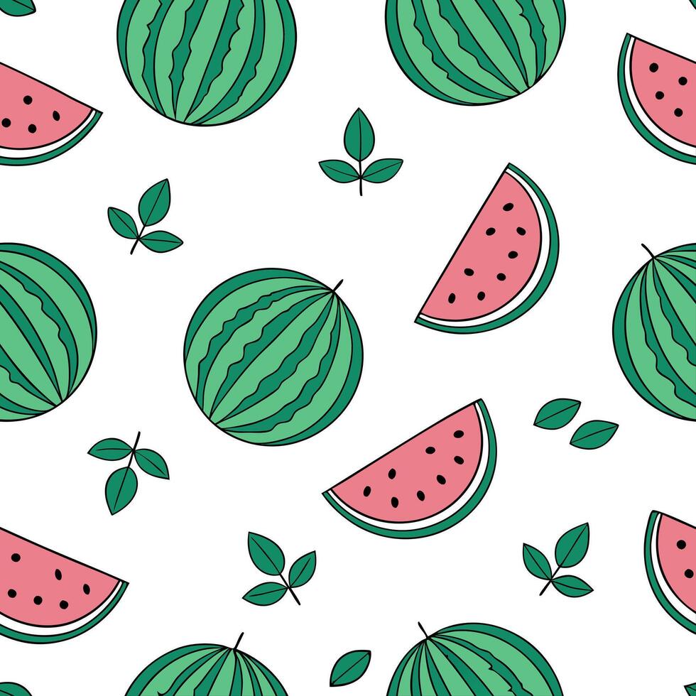 Flat Cool and refreshing watermelon mint seamless tile pattern with a splash of green and pink hues concept as Watermelon and mint combine for a refreshing seamless tile pattern wi Clean Pro vector
