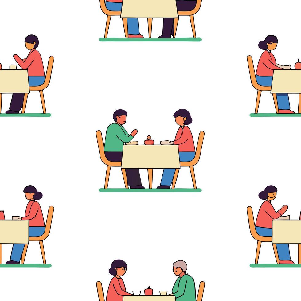 Flat Cozy Gatherings concept as Design a seamless background depicting cartoon style family gatherings around a table showcasing the warmth and togetherness of Yalda Night in Sim Clean Pro vector