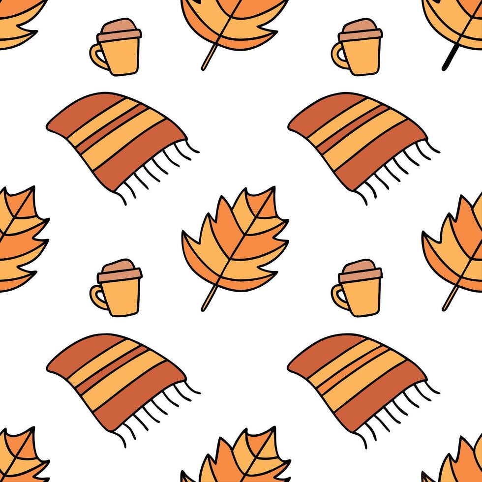 Flat Cozy knitted blanket seamless tile pattern with autumn colors and textured details concept as Autumn colors and textured details in a cozy knitted blanket create a seamless ti Clean Pro vector