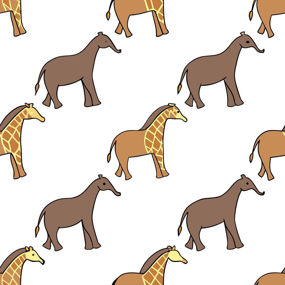 Flat Craft seamless tile patterns featuring animal motifs from ethnic fauna using bright tones geometric separation and clear white space for balance concept as Animal motifs are r Clean Pro vector