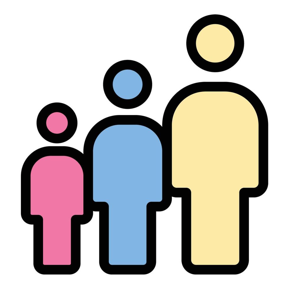 Age group icon flat line style illustration representing different age categories, suitable for demographics, surveys, and user segmentation. vector