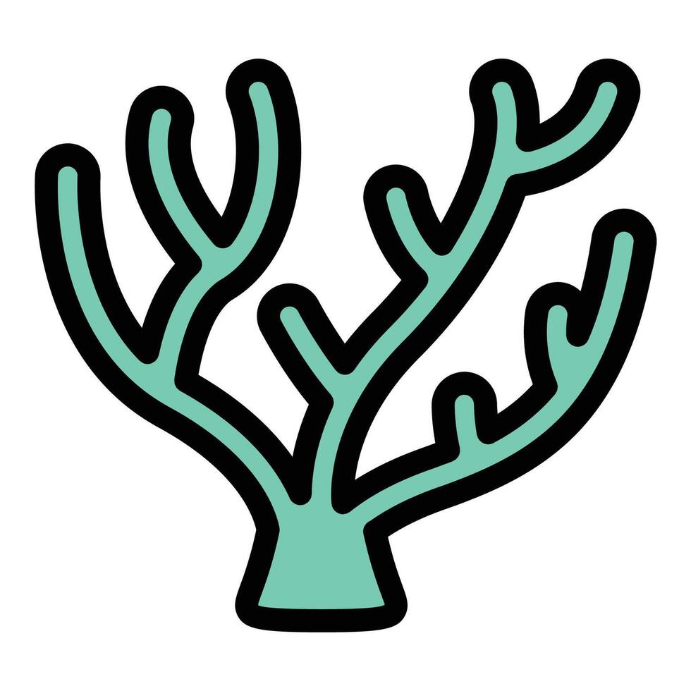 Coral icon flat line style illustration representing marine ecosystems, underwater reefs, and ocean biodiversity, suitable for environmental conservation, scuba diving, and ocean-related themes. vector