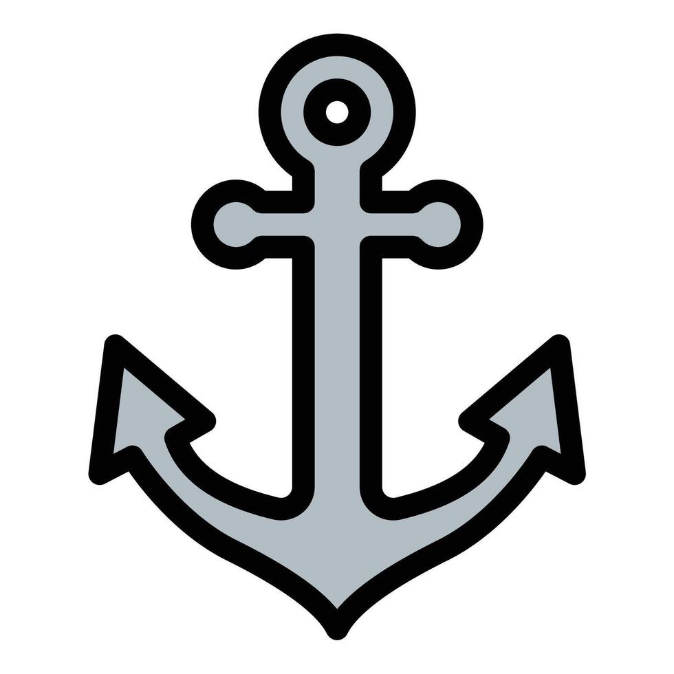 Anchor icon flat line style illustration representing stability, security, and maritime themes, suitable for navigation, sailing, and branding designs. vector