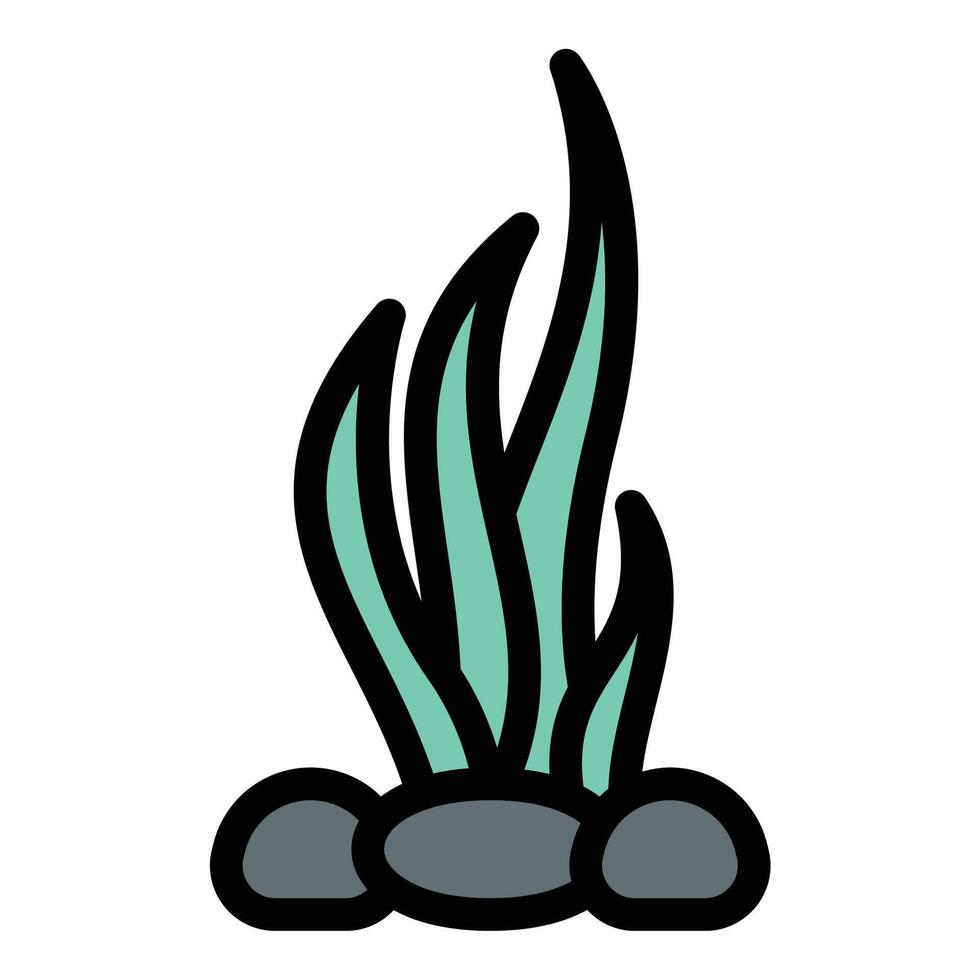 Seaweed icon flat line style illustration representing underwater plant life, suitable for marine ecosystems, ocean conservation, and aquatic themes. vector