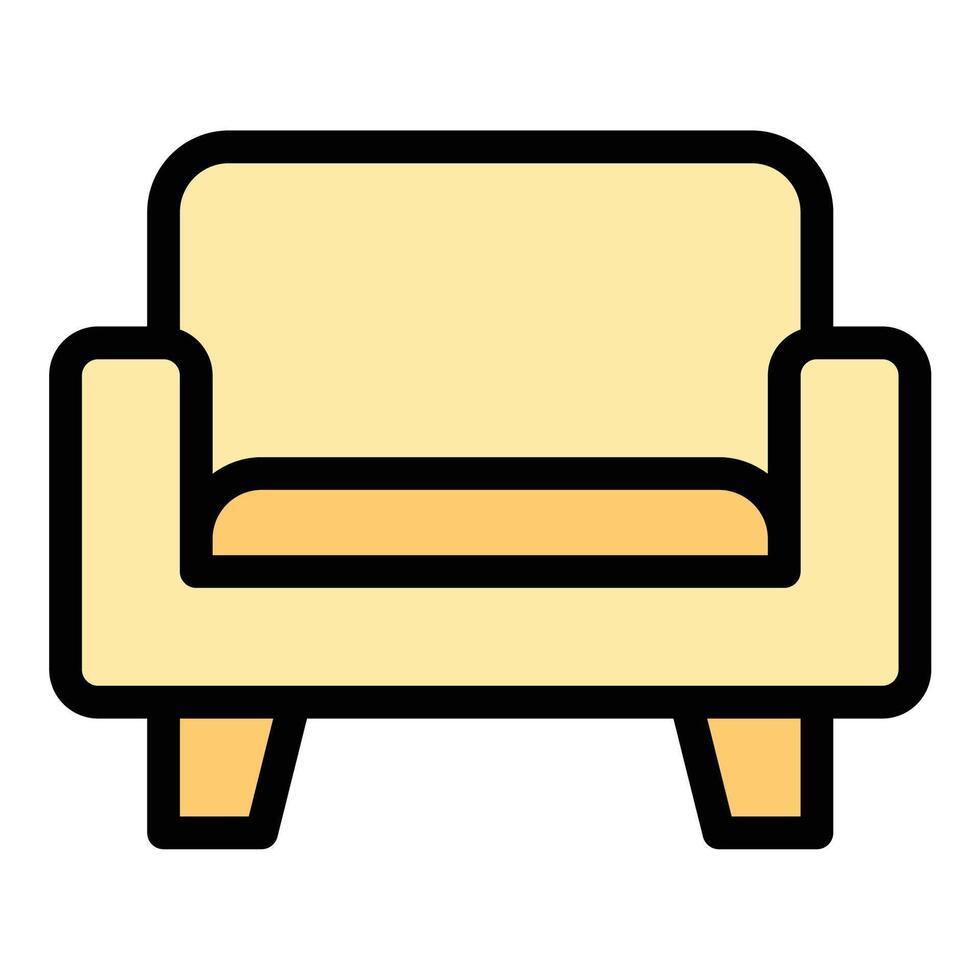 Sofa icon flat line style illustration representing comfortable seating furniture, suitable for home decor, interior design, and furniture industries. vector