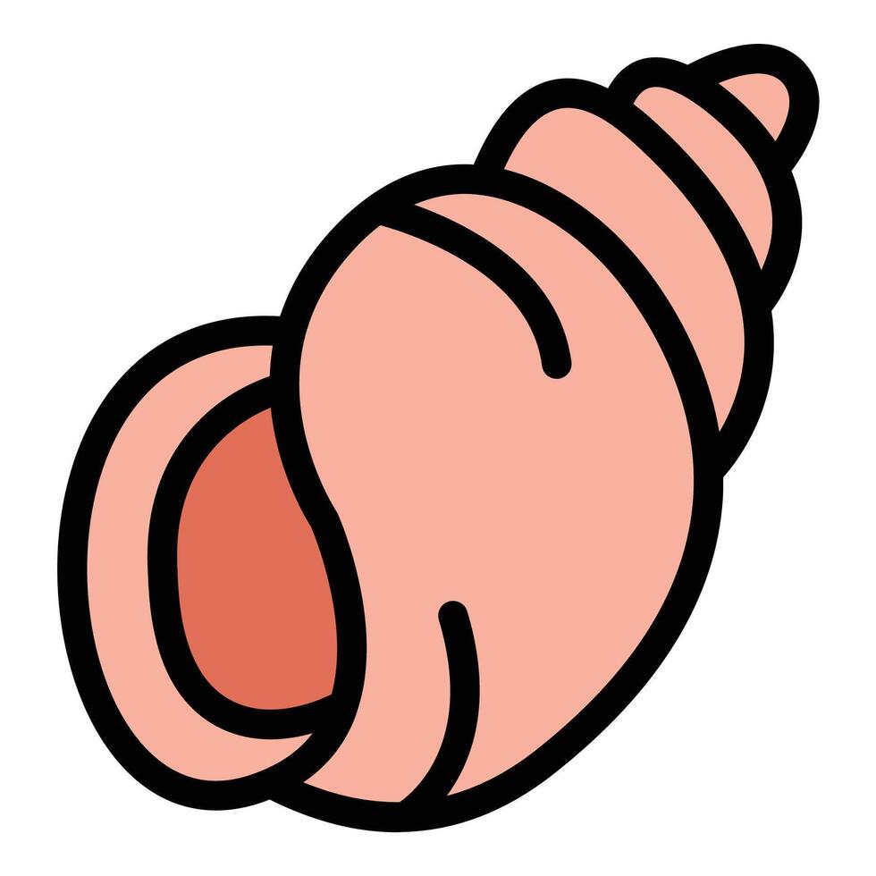 Conch shell icon flat line style illustration representing marine life, seashells, and ocean themes, suitable for beach resorts, marine conservation, and coastal decor concepts. vector
