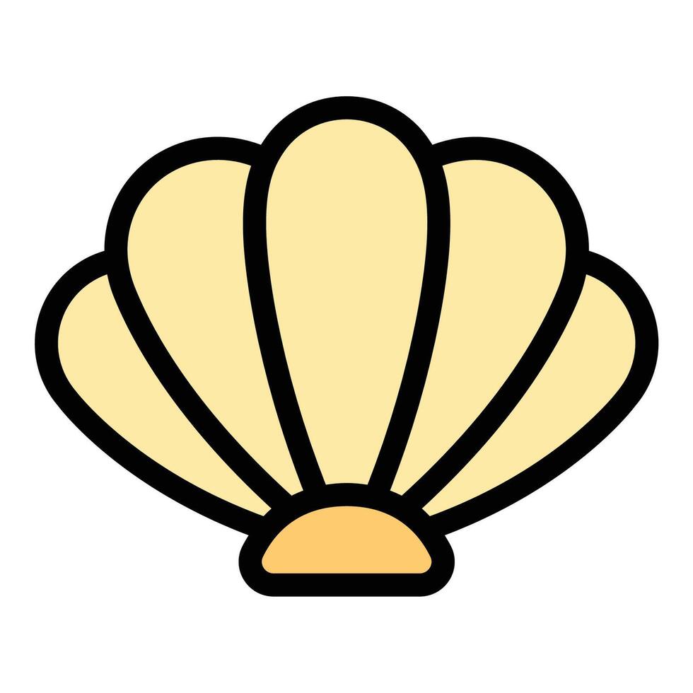 Shell icon flat line style illustration representing marine life and ocean themes, suitable for beach, nature, and underwater-related concepts. vector