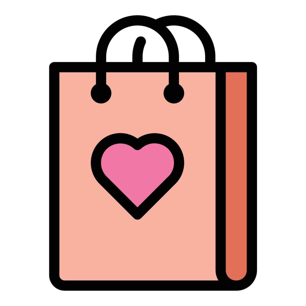 Valentine gift icon flat line style illustration representing a romantic present typically exchanged on Valentines Day, ideal for use in love-themed promotions, celebration graphics vector