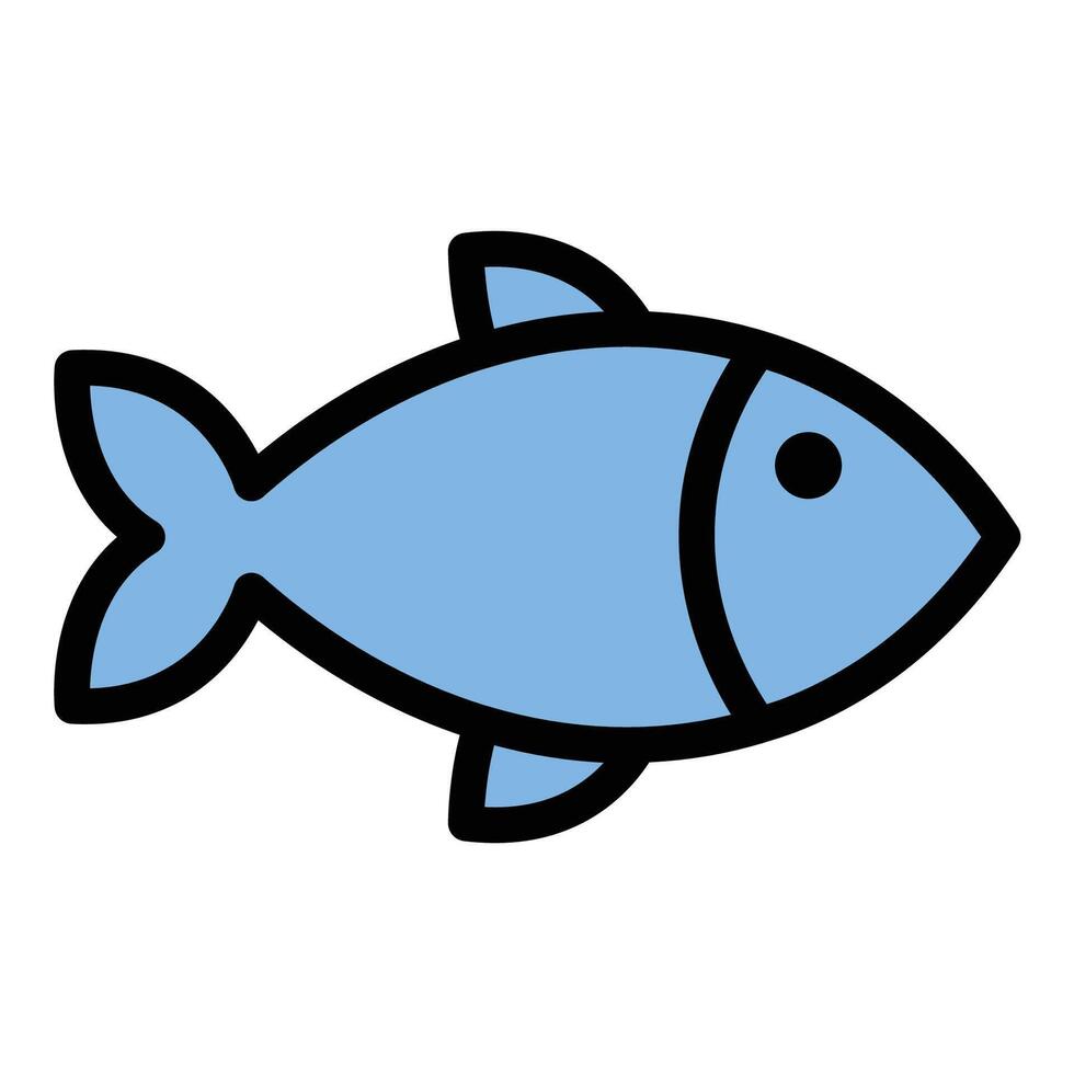 Fish icon flat line style illustration representing marine life, aquatic animals, and seafood, suitable for fishing, ocean conservation, and pet-related themes. vector