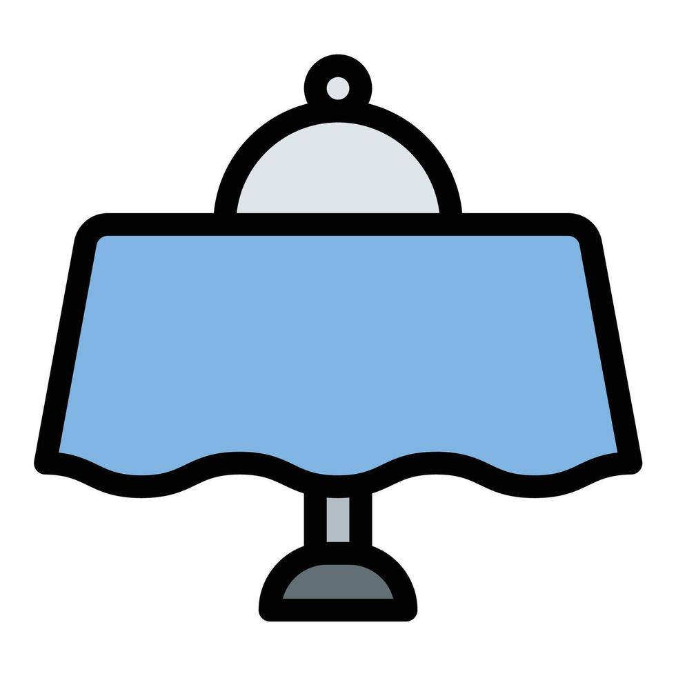 Dining table icon flat line style illustration representing meal gatherings and dining setups, suitable for restaurants, home furniture, and hospitality services. vector