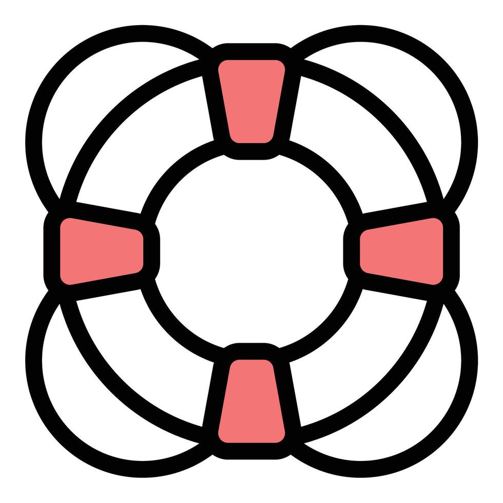 Lifebuoy icon flat line style illustration representing safety, rescue, and emergency flotation, suitable for maritime security, water safety, and lifeguard services. vector