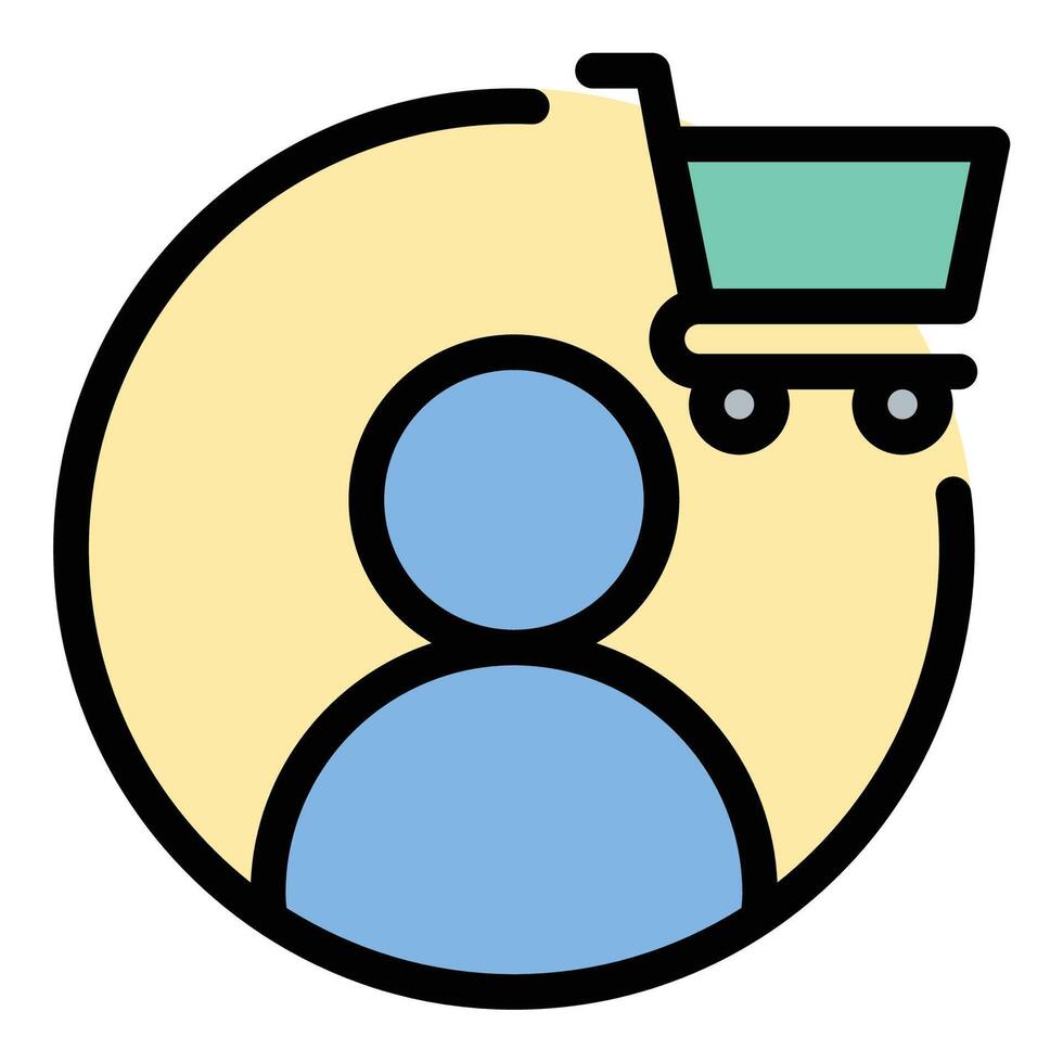 Buyer icon flat line style illustration representing purchasing and consumer activity, suitable for e-commerce, retail, and shopping applications. vector
