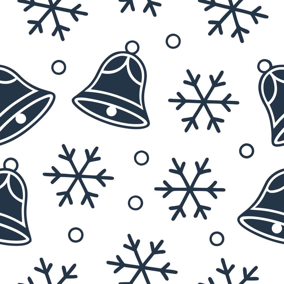 Flat Elegant Christmas bells and snowflakes seamless tile pattern with shimmering winter accents concept as Shimmering winter accents adorn elegant Christmas bells and snowflakes i Clean Pro vector