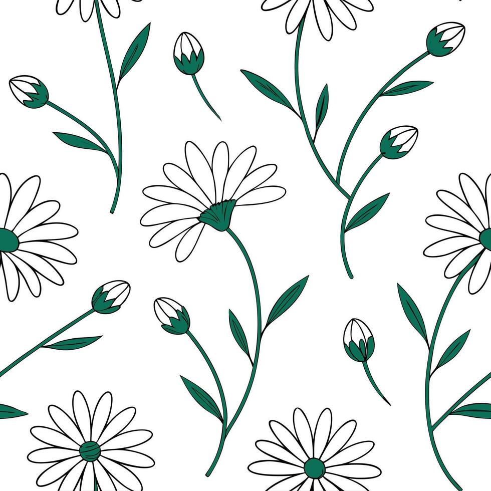 Flat Elegant daisy seamless tile pattern with white daisies on pure white background ideal for luxurious bathrooms concept as White daisies on pure white background create elegant Clean Pro 2 vector