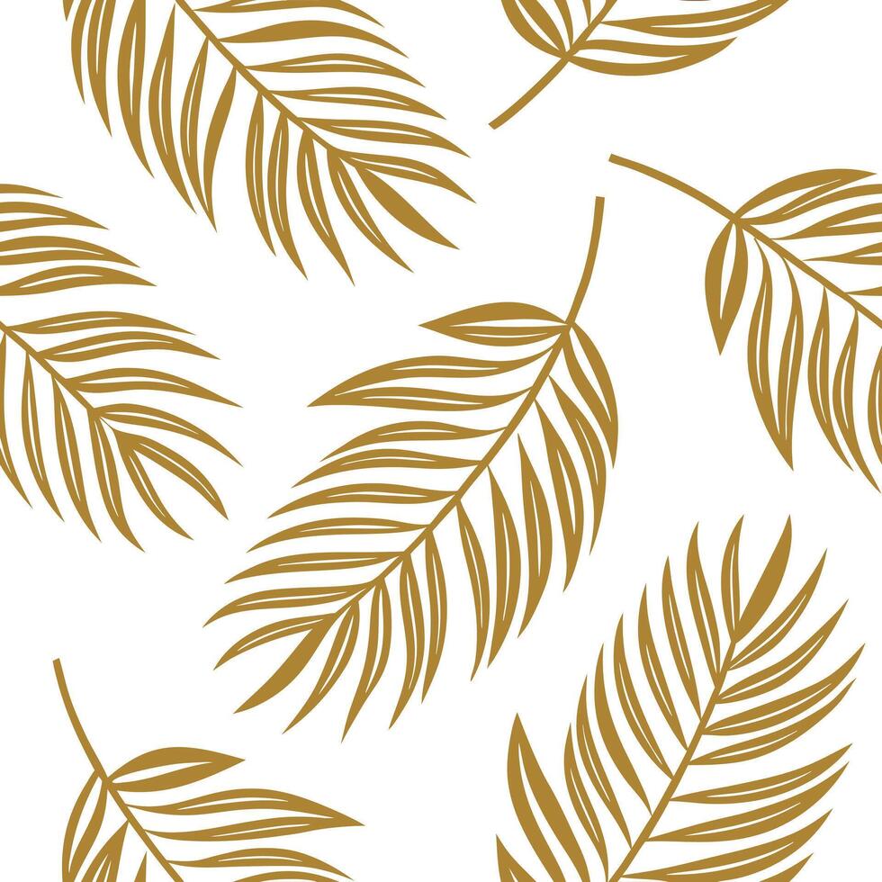 Flat Elegant gold palm leaves seamless pattern luxurious isolated white background ideal for upscale branding packaging wedding invites concept as Elegant gold palm leaves seamless Clean Pro vector