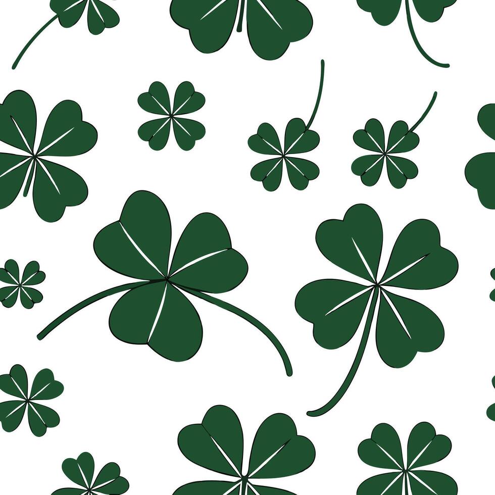 Flat Elegant Irish symbols and clovers seamless tile pattern with rich green hues concept as Rich green hues highlight elegant Irish symbols intertwined with clovers in seamless ti Clean Pro vector