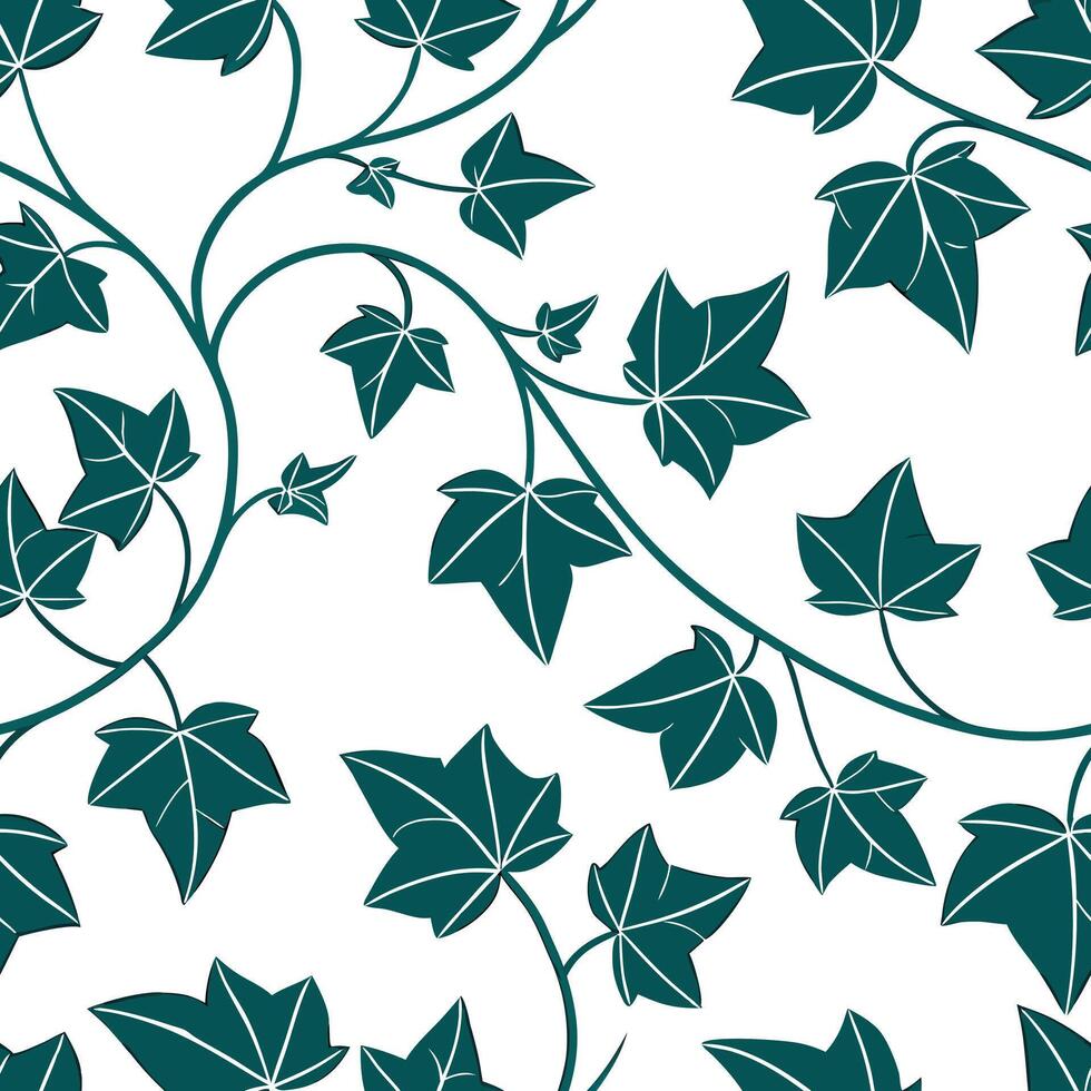 Flat Elegant ivy seamless tile pattern with cascading vines and subtle green accents on white background ideal for luxurious bathrooms concept as Cascading ivy vines and subtle gre Clean Pro vector