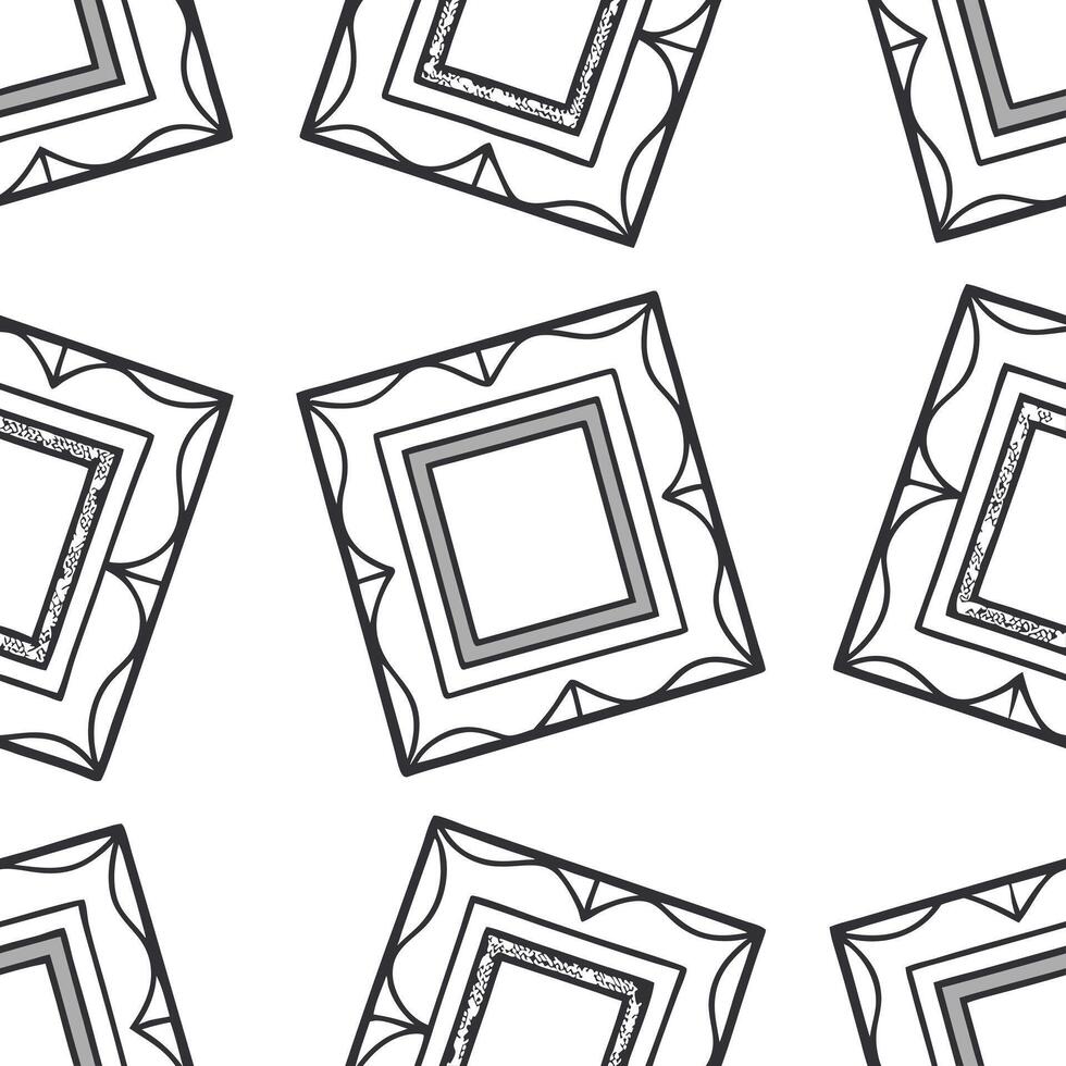 Flat Elegant silver frame seamless tile pattern with metallic accents and refined details concept as Metallic elegant silver frames create seamless tile patterns with refined accen Clean Pro vector