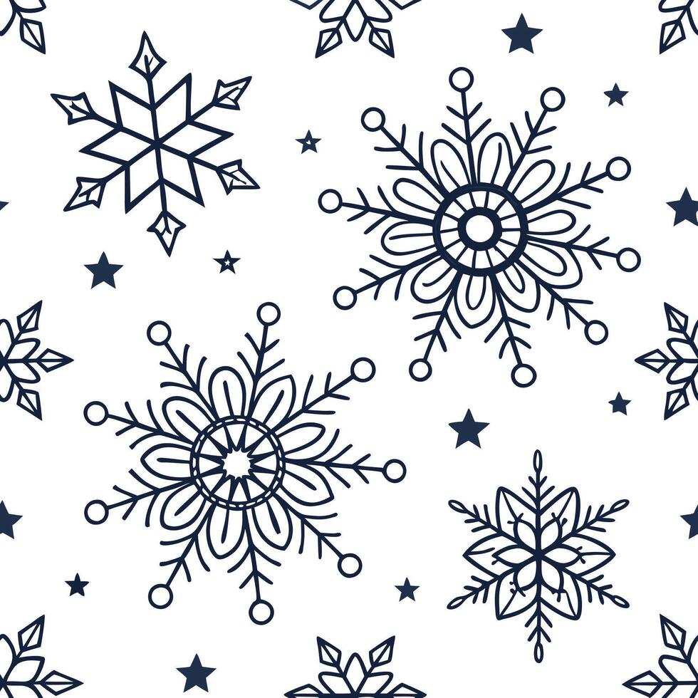 Flat Elegant snowflake and lace seamless tile pattern with intricate details and frosty accents concept as Intricate lace details on elegant snowflakes create a seamless tile patte Clean Pro vector
