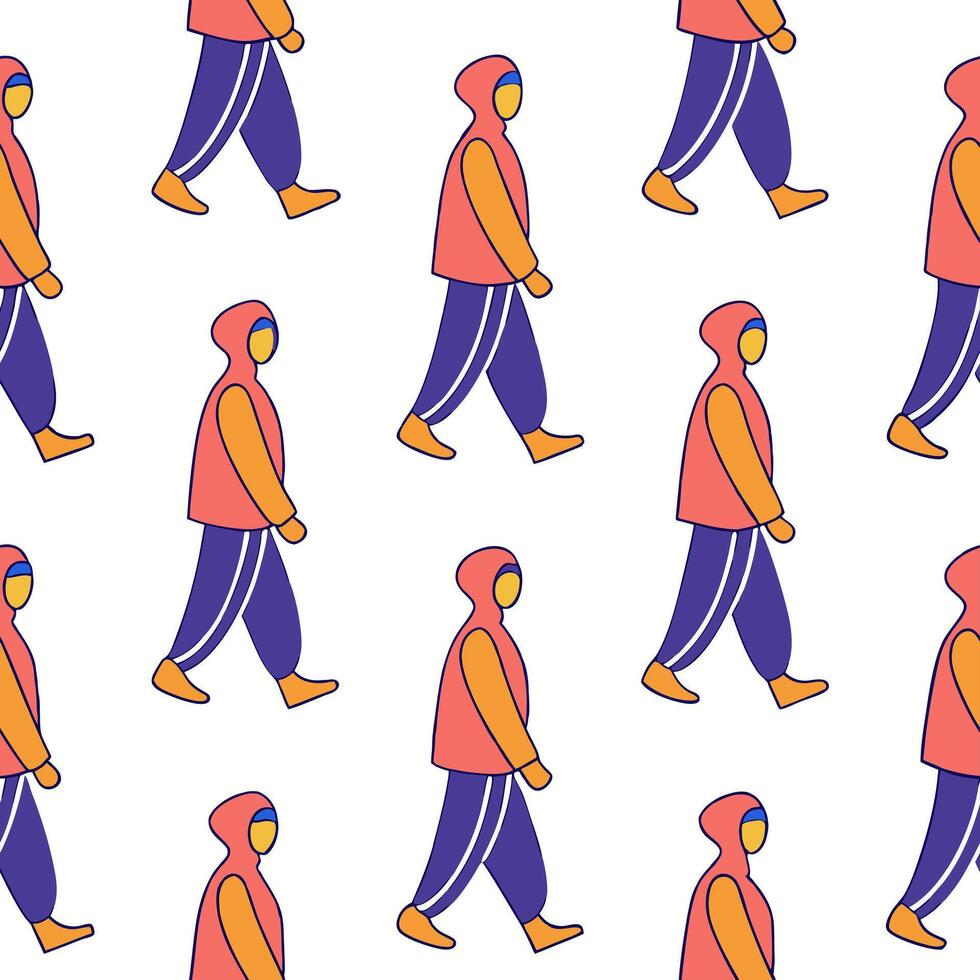 Flat Folk art seamless pattern with abstract figures and vibrant hues for a playful contemporary cultural vibe concept as Playful folk art pattern with abstract figures and vibrant Clean Pro vector
