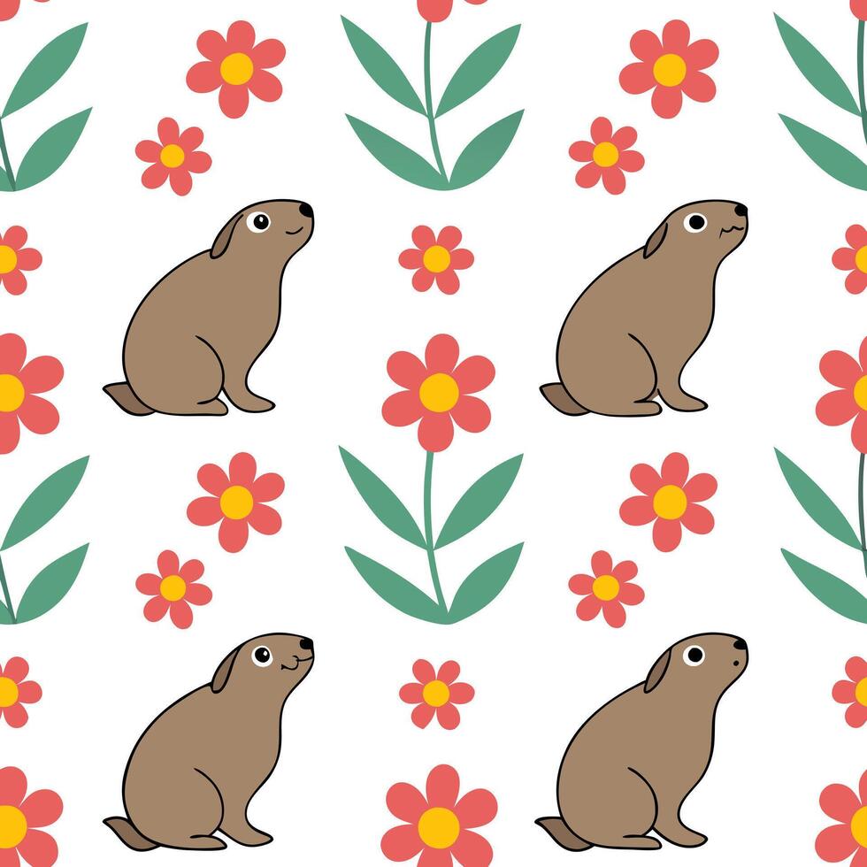 Flat Folk art seamless pattern with folk inspired animals and vibrant floral designs for a lively cultural aesthetic concept as Lively folk art pattern with folk inspired animals a Clean Pro vector