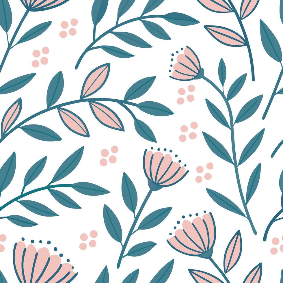 Flat Folk art seamless pattern with pastel floral designs and soft geometric shapes for a delicate modern ethnic aesthetic concept as Delicate folk art pattern with pastel floral d Clean Pro vector