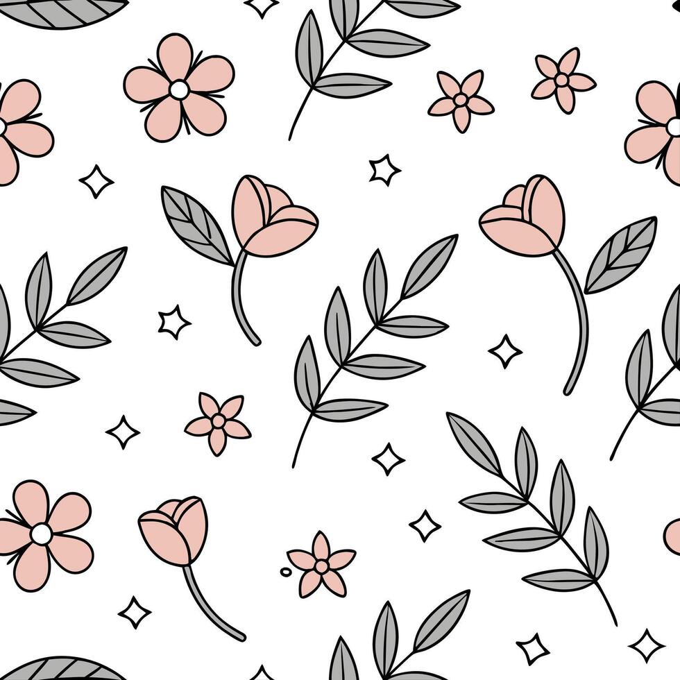 Flat Folk art seamless pattern with spiritual symbols and natural elements for a grounded cultural aesthetic concept as Grounded folk art pattern with spiritual symbols and natural Clean Pro vector