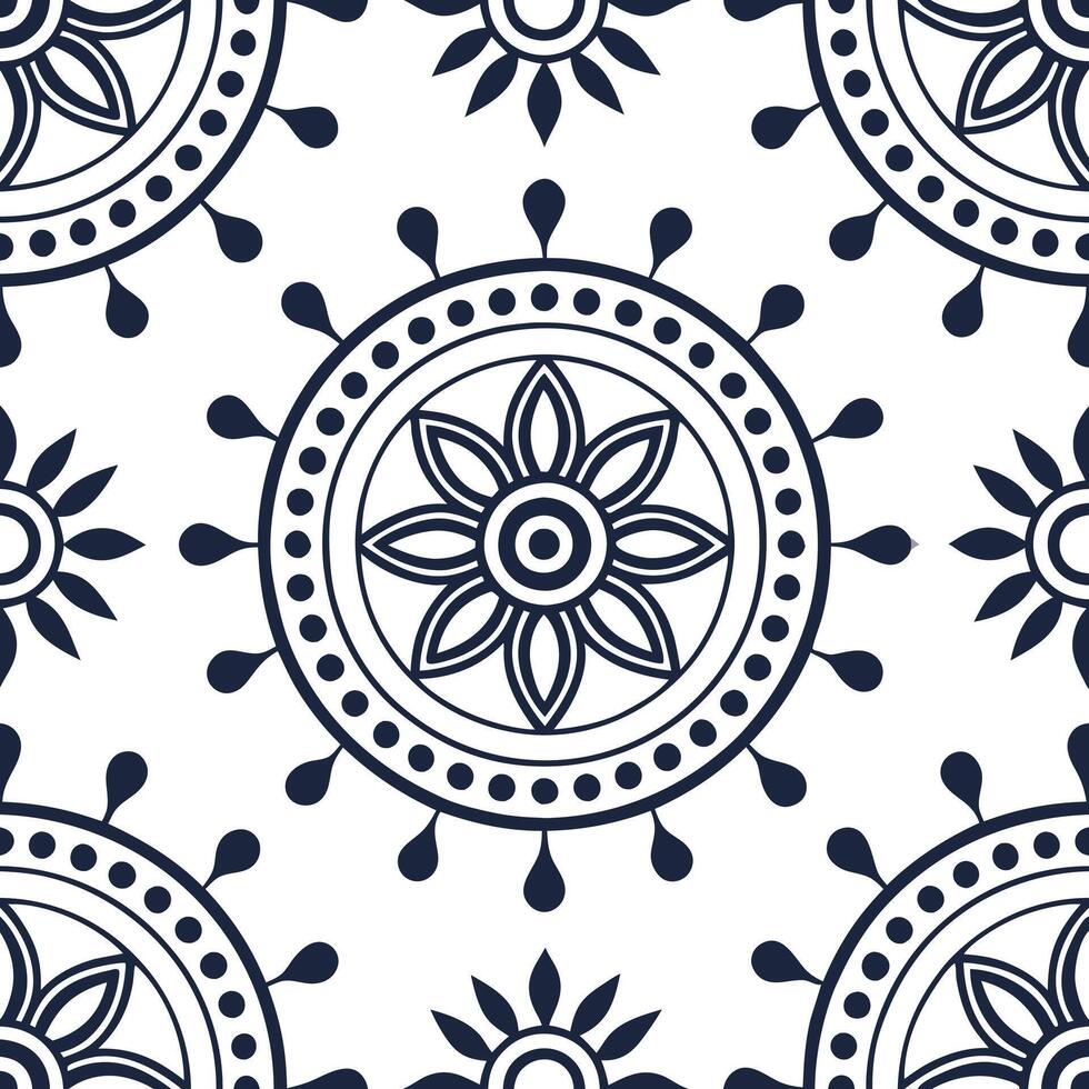 Flat Folk art seamless pattern with intricate geometric shapes and traditional motifs for a detailed cultural design concept as Intricate folk art pattern with geometric shapes and Clean Pro vector