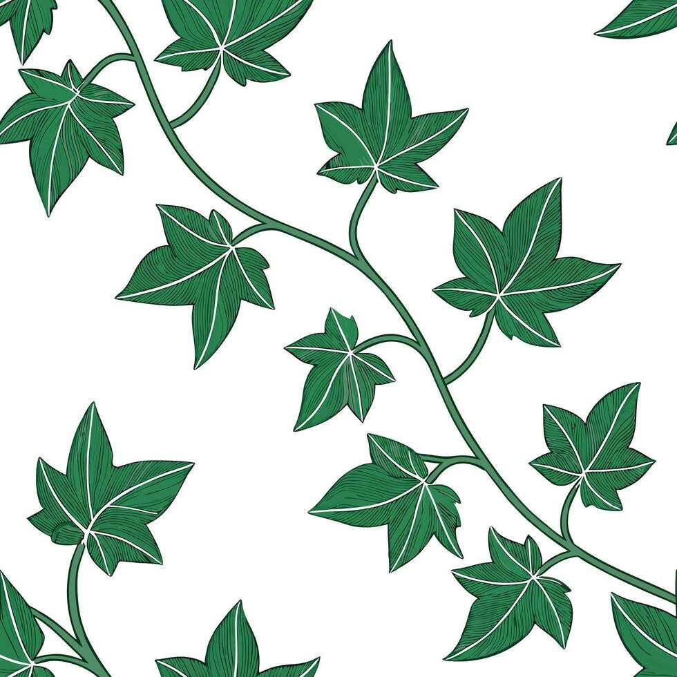 Flat Fresh green ivy seamless tile pattern with tendrils wrapping around creating a sense of growth and vitality concept as Fresh green ivy tendrils wrap around in a seamless tile Clean Pro vector