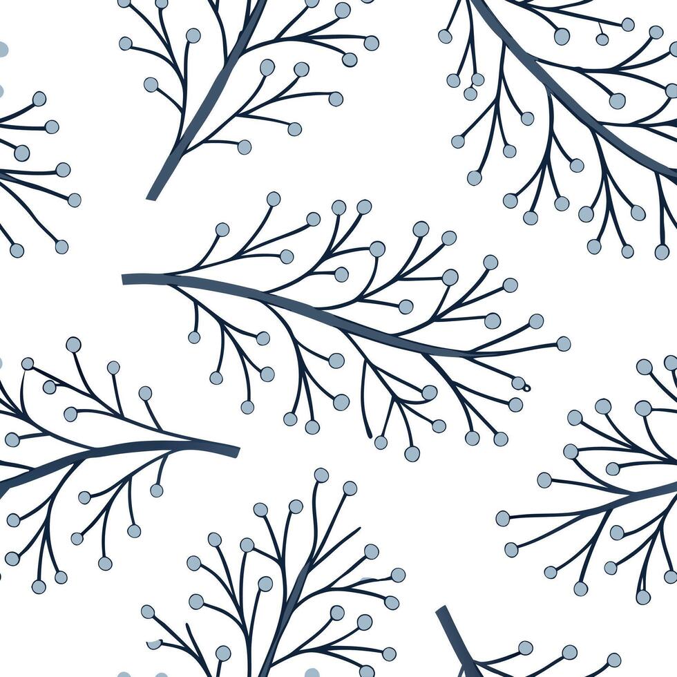 Flat Frost covered branches seamless tile pattern with intricate ice details and snowy accents concept as Intricate ice details on frost covered branches create a seamless tile pat Clean Pro vector