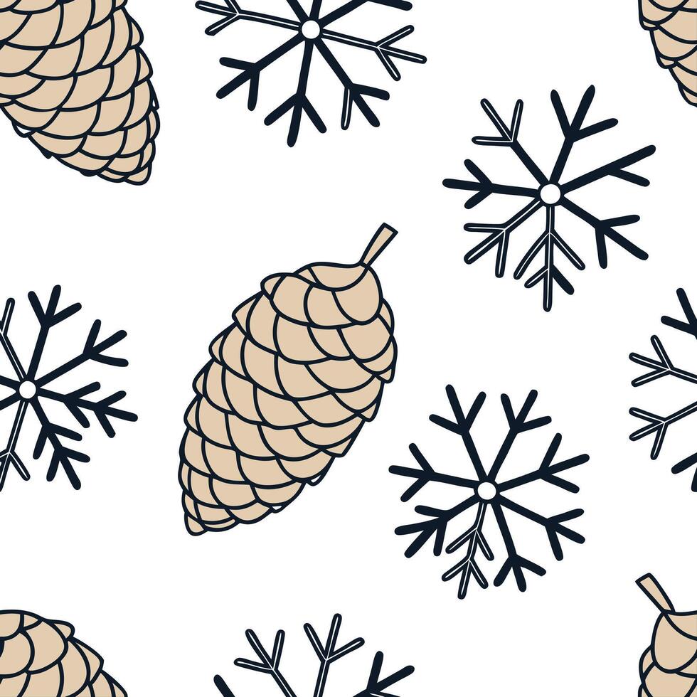 Flat Frosty pinecones and snowflakes arranged seamlessly to create nature inspired warm winter home decor concept as Frosty pinecones and snowflakes arranged seamlessly to create n Clean Pro vector