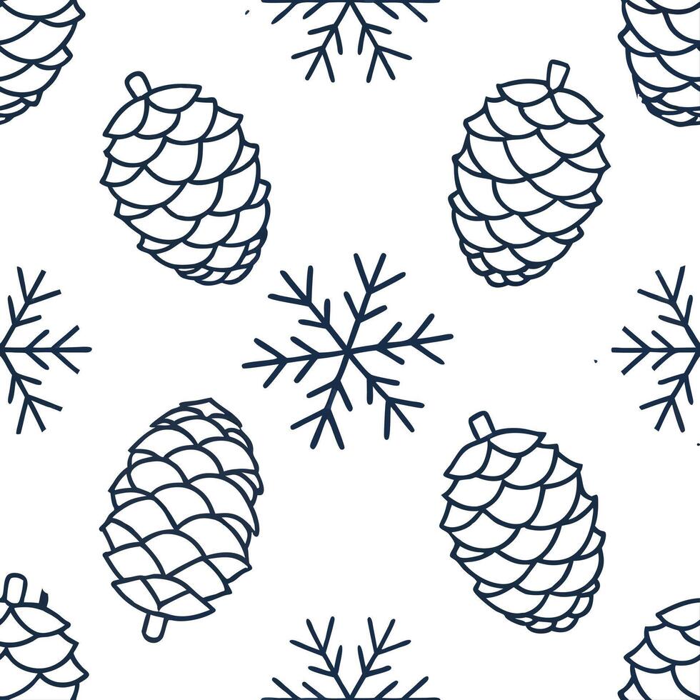 Flat Frosty pinecone and snowflake seamless tile pattern with cool blue tones concept as Frosty pinecones paired with snowflakes create a seamless tile pattern with cool blue tones Clean Pro vector