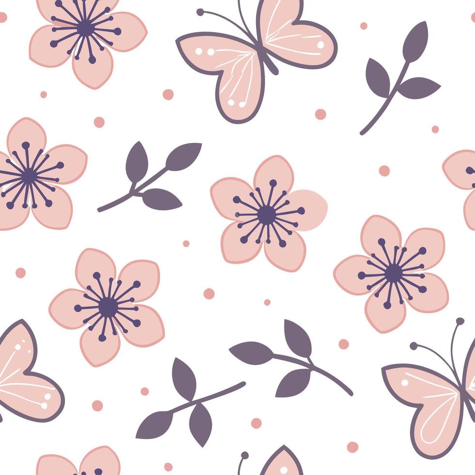 Flat Light and airy spring pastel seamless tile pattern with peach and lilac for refreshing home accents concept as Fresh peach and lilac colors combined seamlessly for a soft and Clean Pro vector