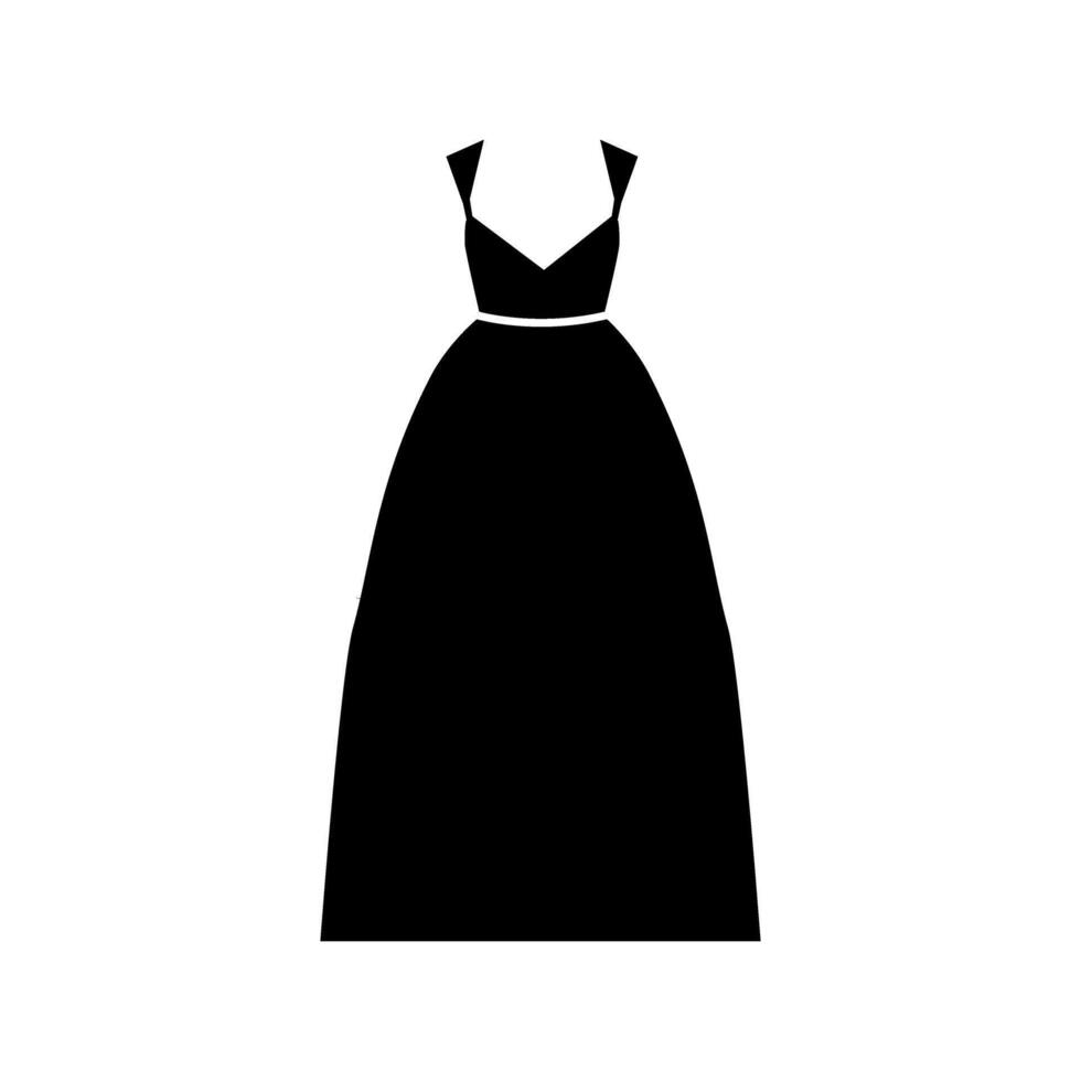 wedding dress icon over white background, silhouette style, illustration sign. vector