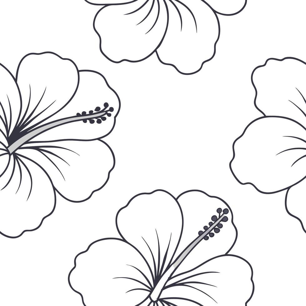 Flat Minimalist hibiscus seamless tile pattern with simple white petals and soft grey accents ideal for modern kitchens concept as Simple white hibiscus petals and soft grey accent Clean Pro vector