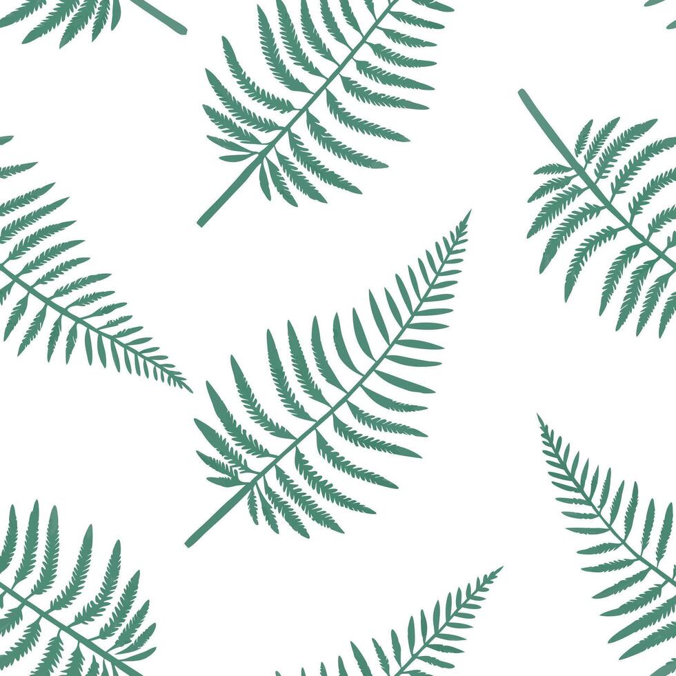 Flat Minimalist fern seamless tile pattern with simple fern silhouettes on a white background perfect for modern bathrooms concept as Simple fern silhouettes on white background cr Clean Pro 9 vector