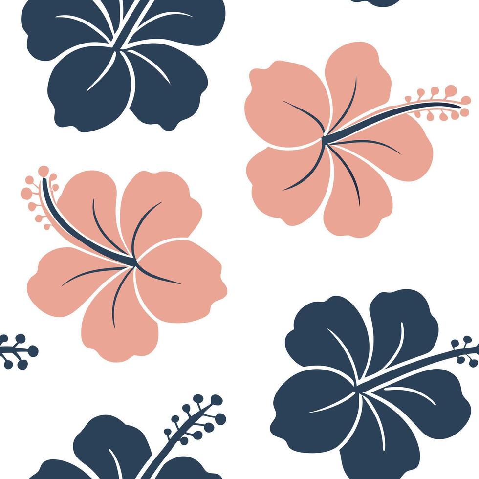 Flat Minimalist hibiscus seamless tile pattern with simple white petals and soft grey accents ideal for modern kitchens concept as Simple white hibiscus petals and soft grey accent Clean Pro 2 vector