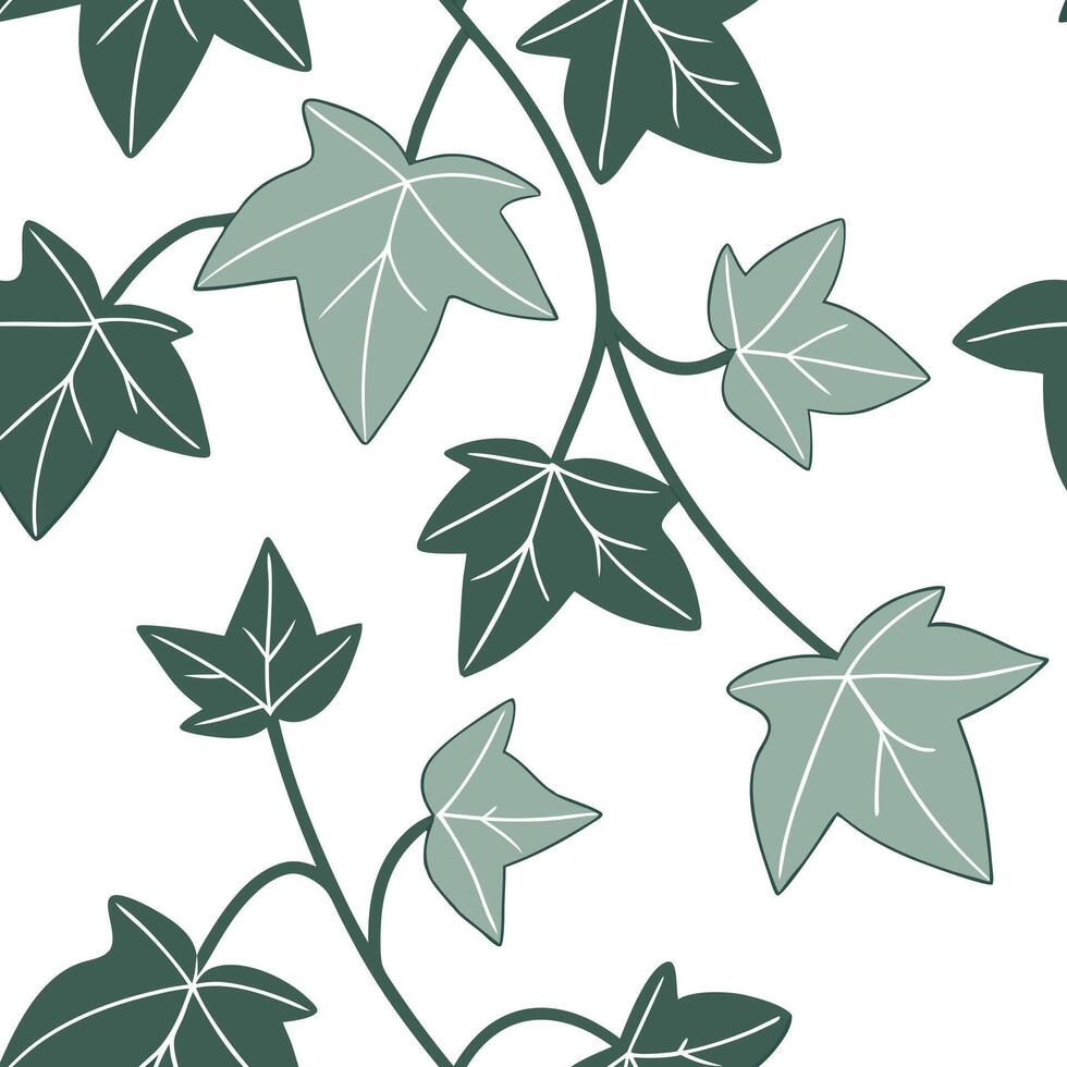 Flat Minimalist ivy seamless tile pattern with simple green leaves and soft grey accents ideal for modern kitchens concept as Simple green ivy leaves and soft grey accents create m Clean Pro 2 vector