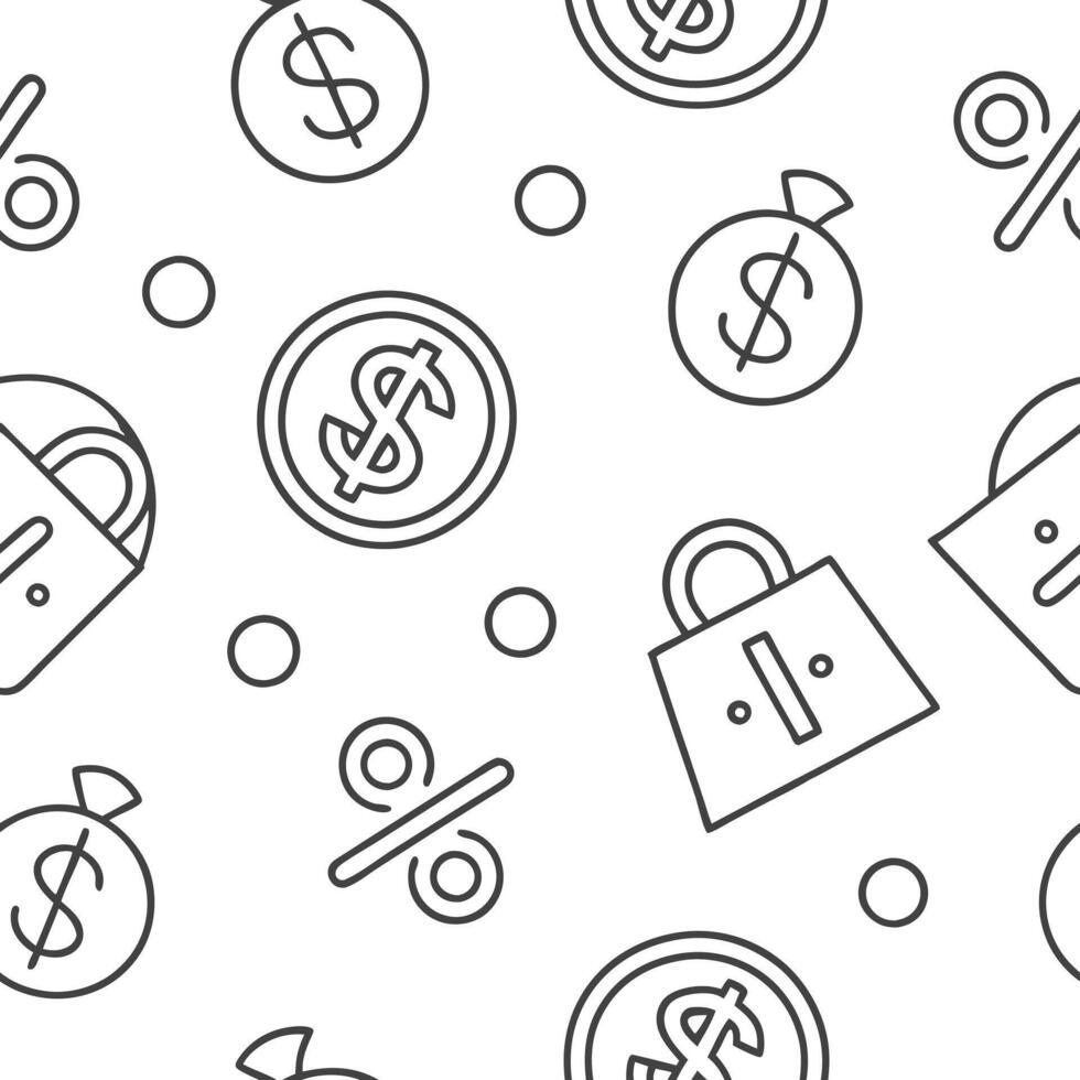 Flat Minimalist seamless tiles with intertwined currency and discount icons concept as A clean seamless tile pattern featuring minimalist intertwined icons of various currencies an Clean Pro vector