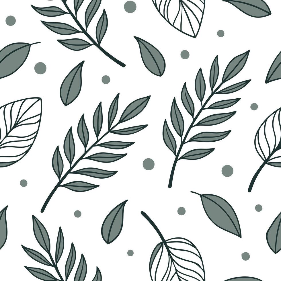 Flat Modern geometric sage leaves seamless pattern with abstract shapes and white balance on white concept as Abstract geometric sage leaves with modern shapes forming a unique sea Clean Pro vector