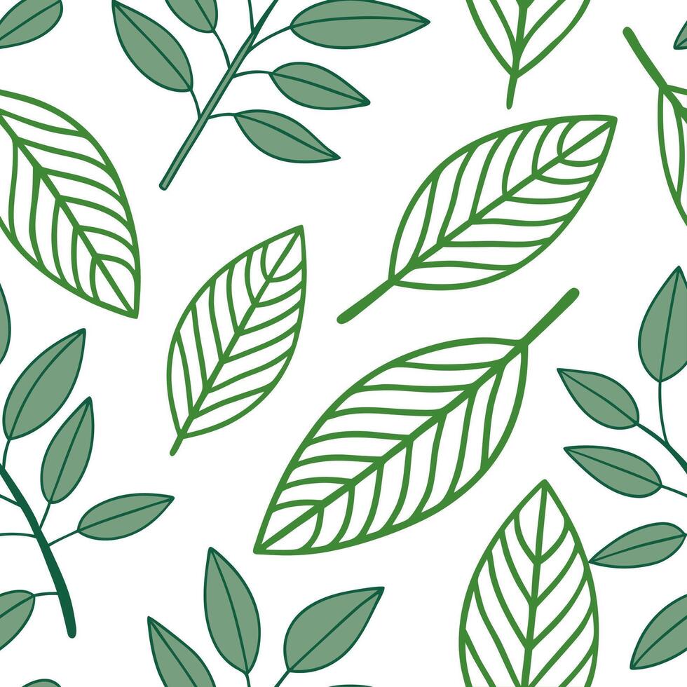 Flat Modern spring leaves seamless pattern with geometric shapes and bright green tones for contemporary designs concept as Fresh modern spring leaves pattern with geometric shapes Clean Pro vector