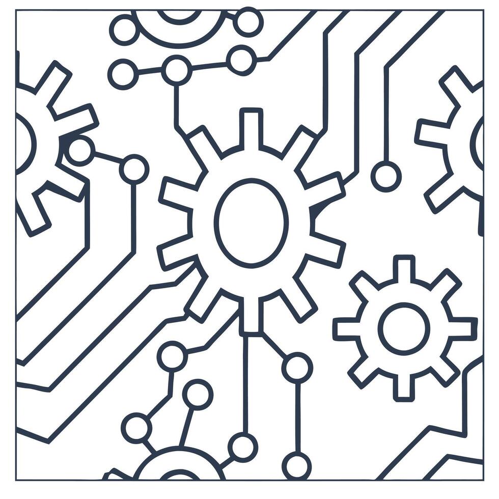 Flat Modern techno circuits tile pattern featuring crisp digital lines and intricate circuit overlays isolated white balance exuding futuristic precision concept as Crisp digital l Clean Pro vector