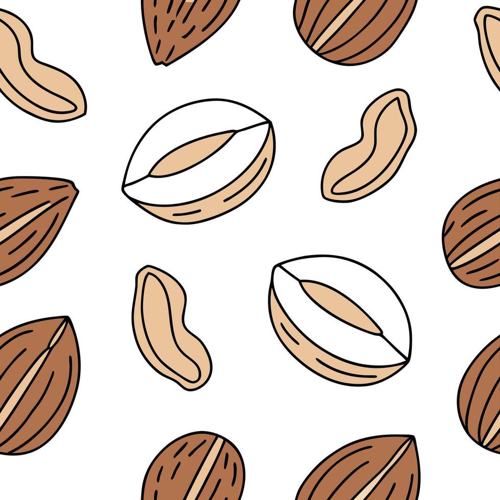 Flat Nuts and Dried Fruits concept as Create a plain background with an assortment of nuts and dried fruits leaving ample copy space for text in Simple flat illustration o Clean Pro vector