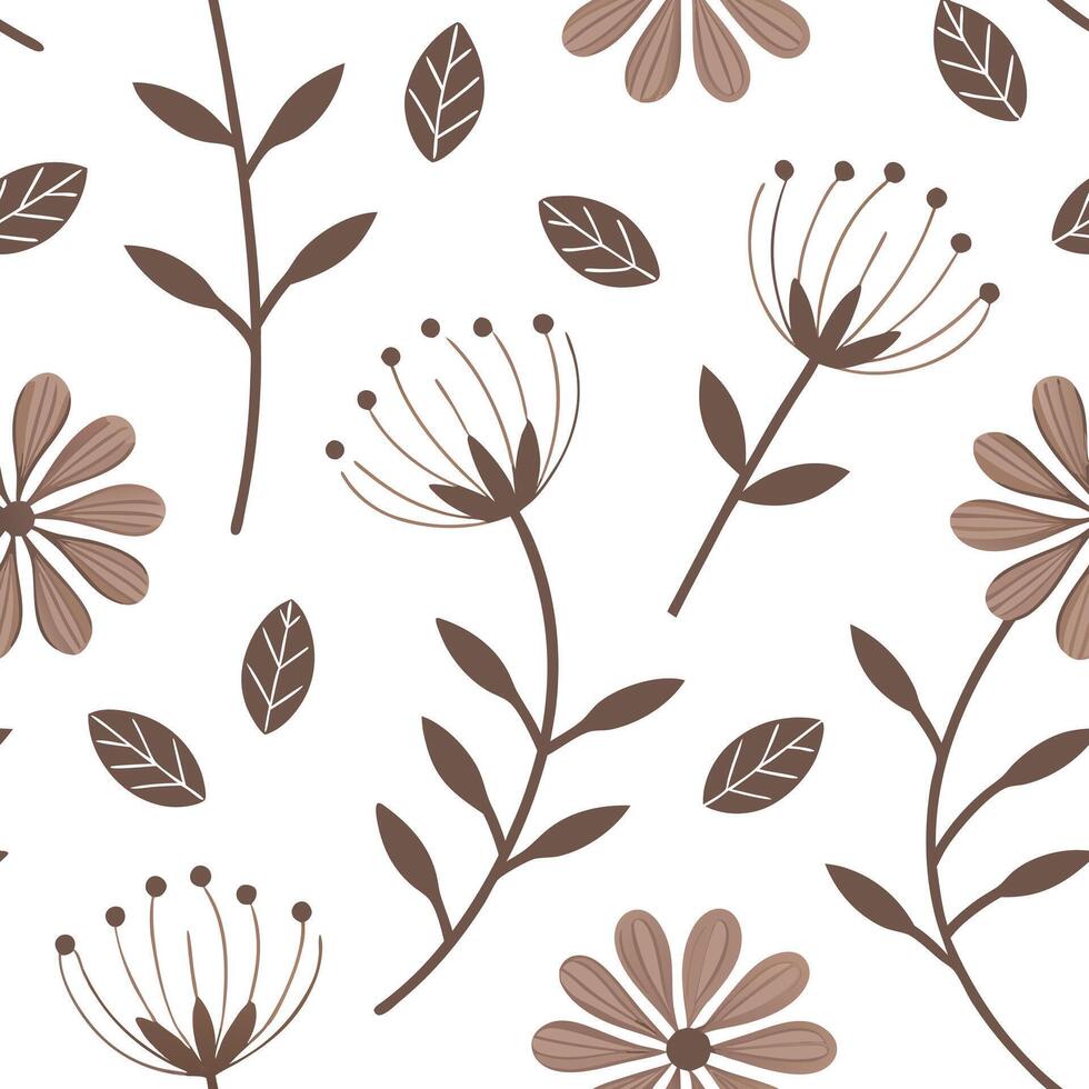 Flat Organic botanical seamless tile pattern with freeform flower shapes and earthy hues for natural themed spaces concept as Freeform flower shapes with earthy hues create organic Clean Pro vector