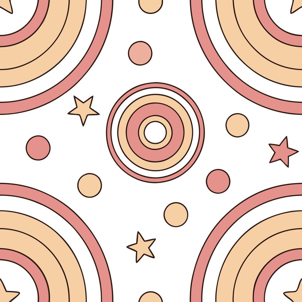 Flat Psychedelic seamless pattern with swirling retro circles in neon colors concept as Design a seamless pattern featuring swirling retro circles in neon colors capturing the psyc Clean Pro vector