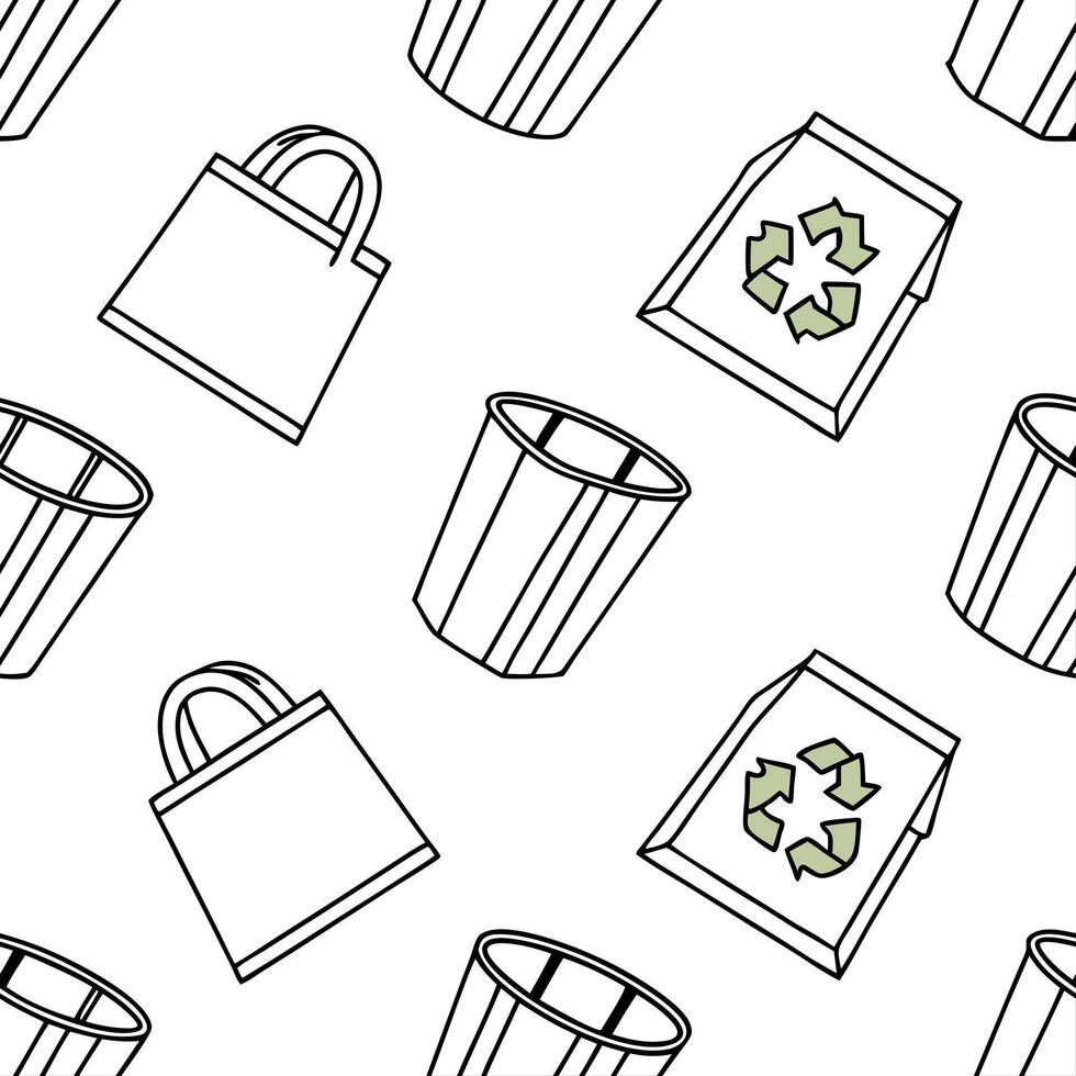 Flat Recycled Paper Elements concept as A seamless design featuring various elements made from recycled paper ideal for representing a Zero Waste New Year 2026 The camera c Clean Pro vector
