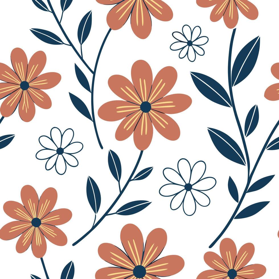 Flat Retro abstract floral seamless pattern with bold colors and dynamic shapes for vibrant designs concept as Vibrant retro abstract floral pattern with bold colors and dynamic sh Clean Pro vector