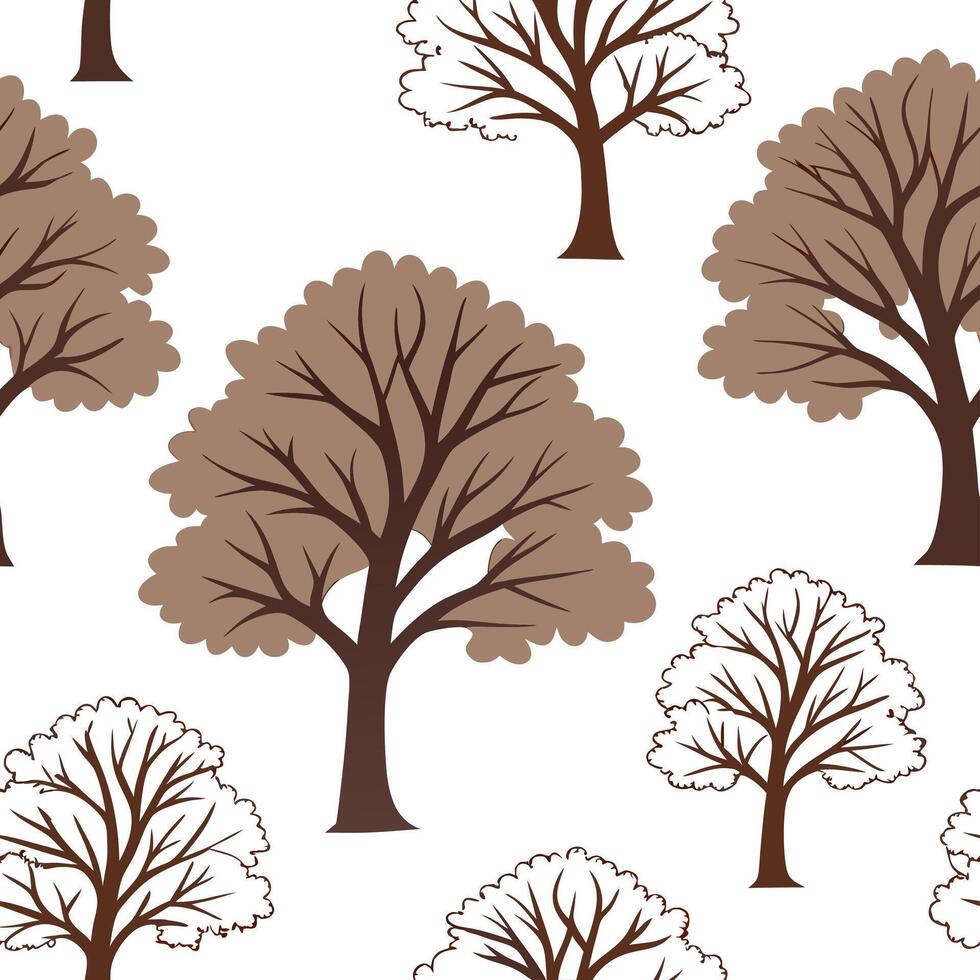 Flat Rustic autumn trees seamless tile pattern with pine and birch for country inspired interiors concept as Pine and birch trees arranged seamlessly to create rustic and country i Clean Pro 2 vector