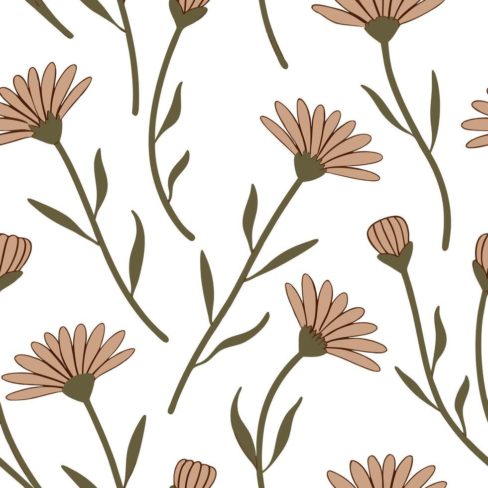 Flat Rustic calendula texture seamless tile pattern earthy isolated white background ideal for farmhouse decor textiles home accessories concept as Rustic calendula texture seamles Clean Pro vector