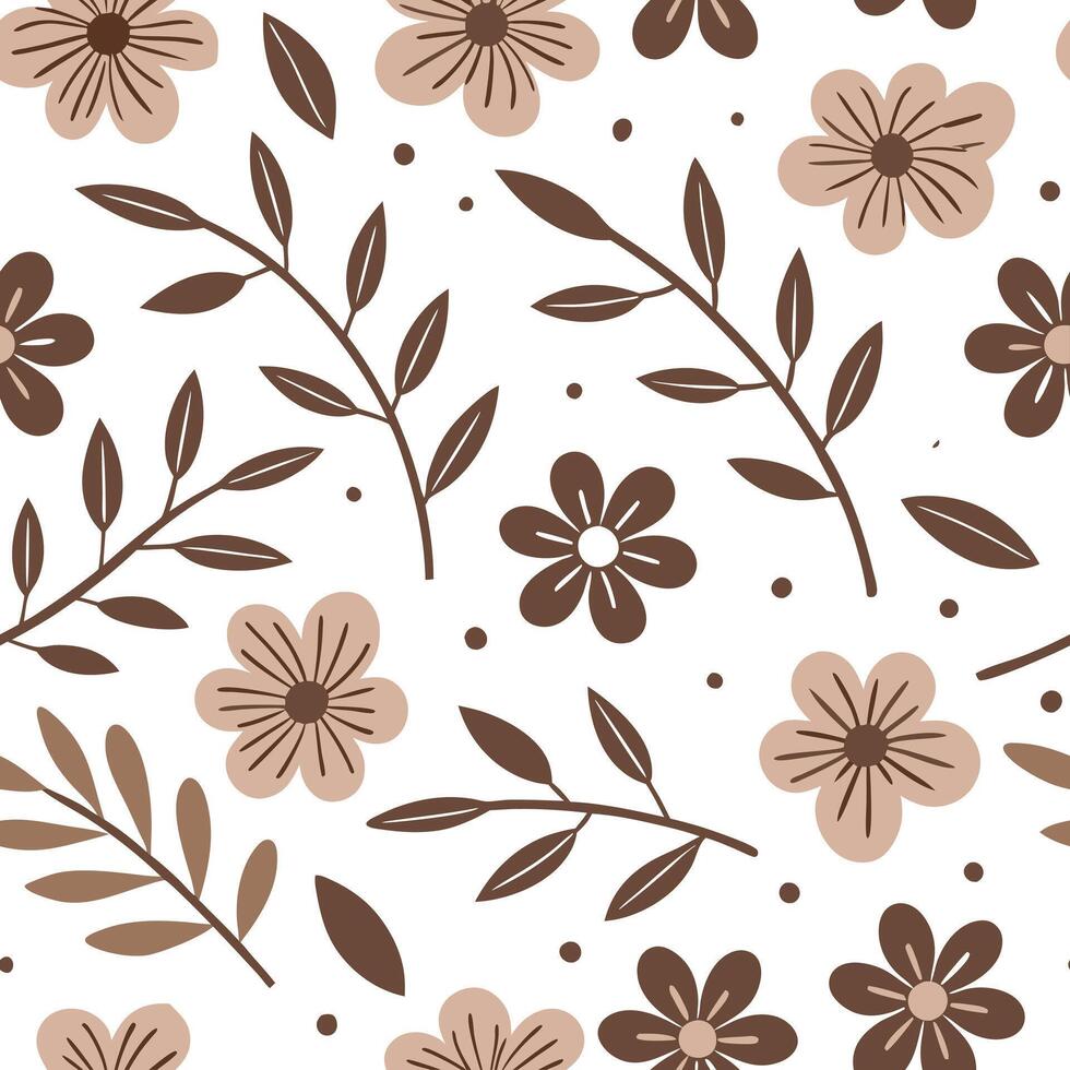 Flat Rustic blossom seamless tile pattern with hand drawn flowers and earthy tones ideal for farmhouse kitchens concept as Hand drawn flowers and earthy tones create rustic seamles Clean Pro vector